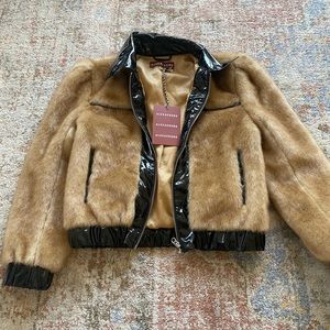 Vintage Alexa Chung faux fur bomber jacket